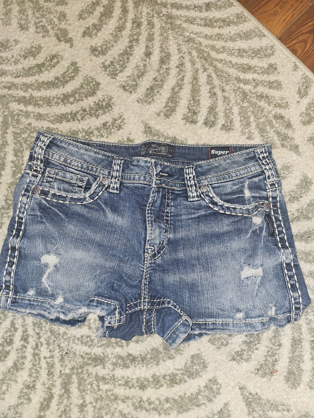 Silver Jeans Distressed Blue Denim Shorties